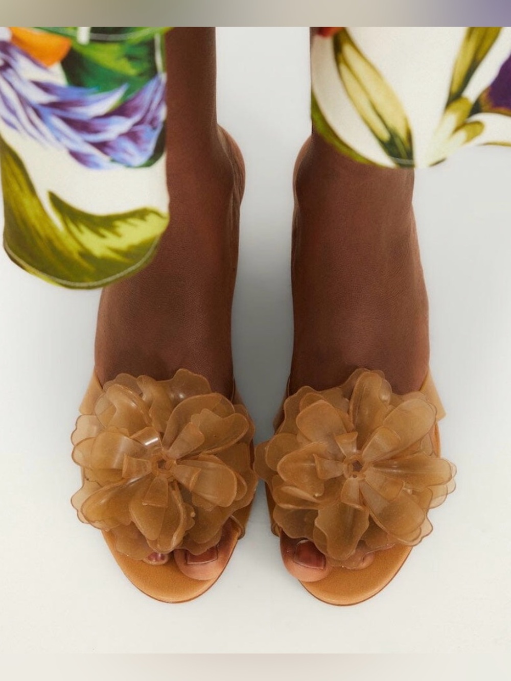 Farm Rio Orange Jelly Flower Wedge Sandal Size 7 - New in Box!